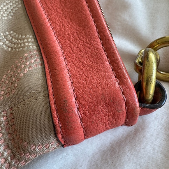 Coach Ashley Dotted Op Art Hippie Beige And Coral Shoulder Crossbody Bag #F20088 - Picture 11 of 16